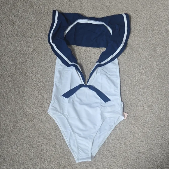 NWT Chloe Rose Revolve Ahoy Navy & White Nautical Swimsuit Size Medium - Picture 3 of 11